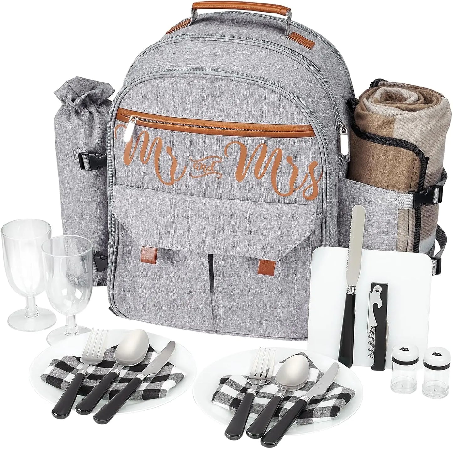 Couple Gifts 22L Insulated Picnic Backpack for 2, Picnic Basket Set , Cooler Backpack Leak Proof