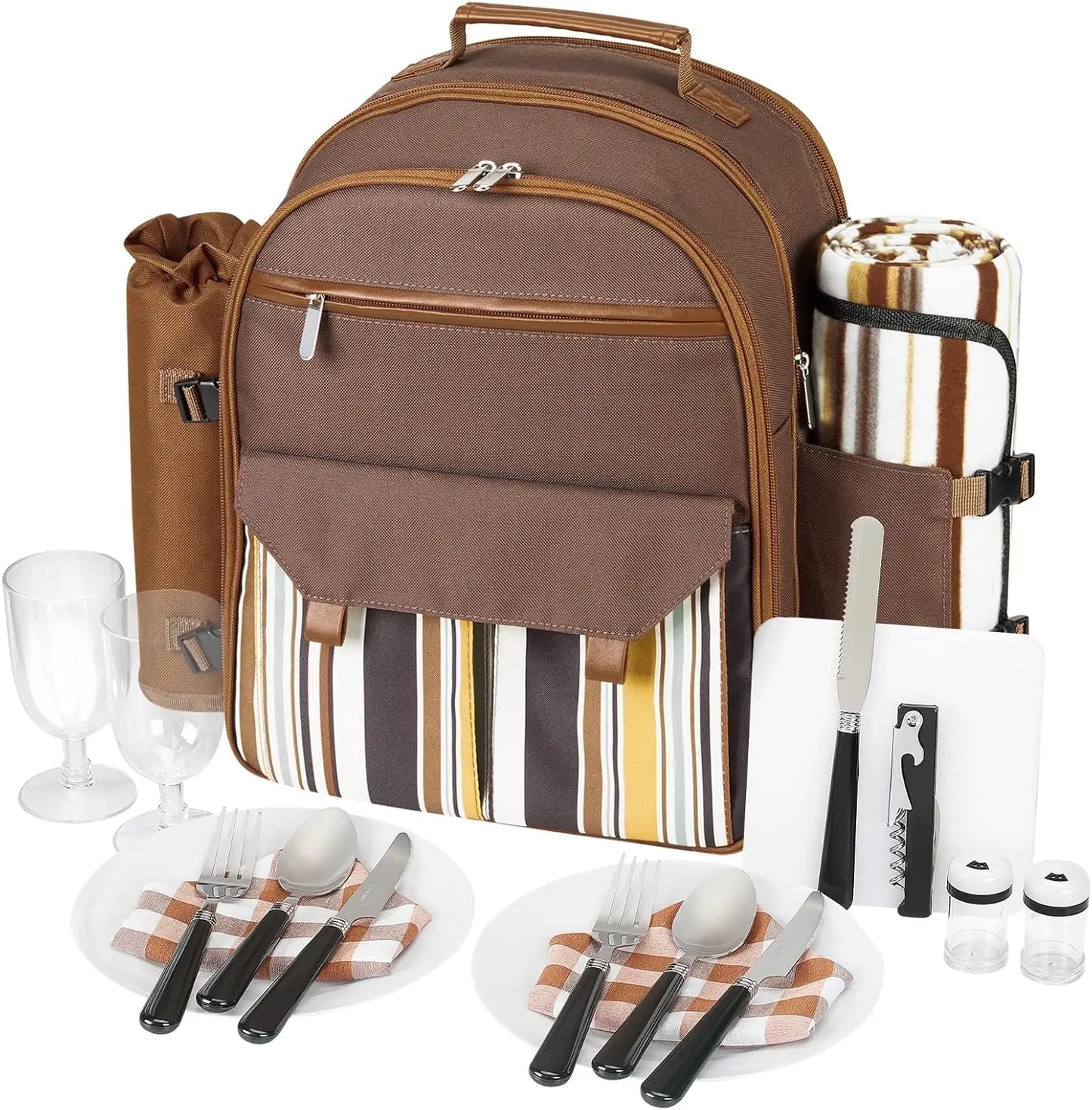 Couple Gifts 22L Insulated Picnic Backpack for 2, Picnic Basket Set , Cooler Backpack Leak Proof