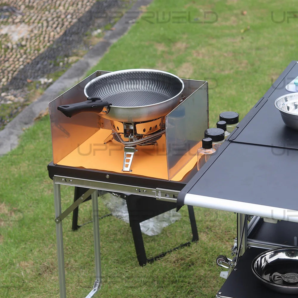 Heavy Duty Outdoor bbq Camping move Kitchen 2 in 1 Folding Camping Cooking Table for Easy Cooking Multifunction Aluminum Table