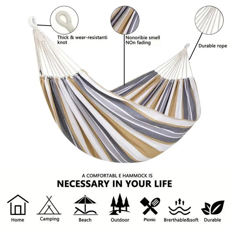 Two-Person Beach Hammock Striped Tree Hammock